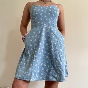 Light blue dress with white designs